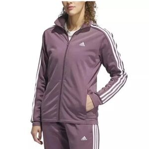 Adidas Mauve Zip-Up Jacket with White Stripes
